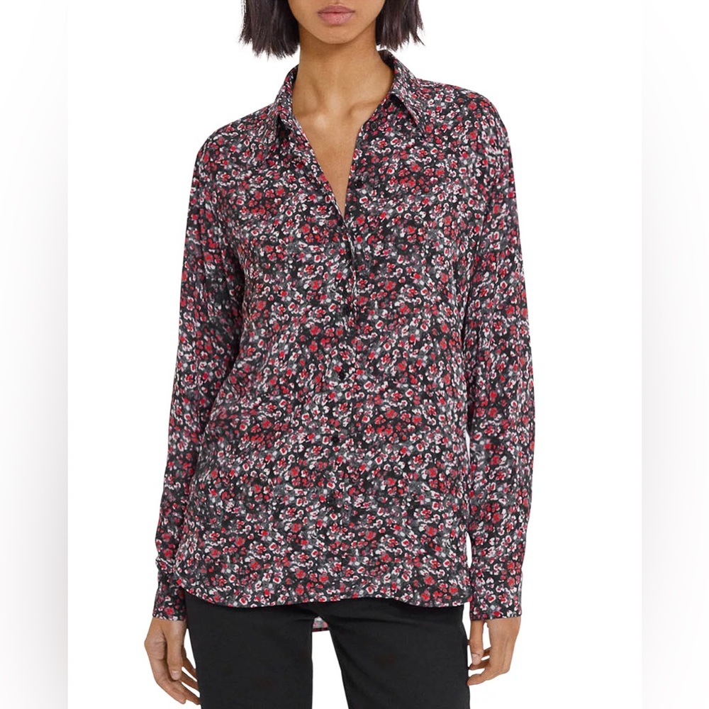 THE KOOPLES Size 2 Floral Long Sleeve Button Down Shirt. US Size M